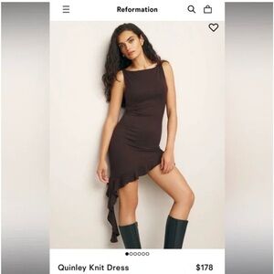 Reformation Brown Asymmetric Ruffle Hem Women's Dress size XS